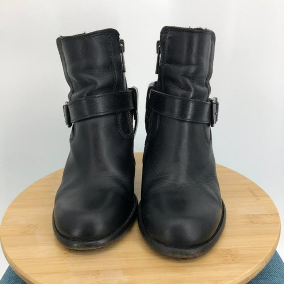 Allsaints jules Block heeled black Leather biker boots in EU 39 buckle wrap - Picture 5 of 16
